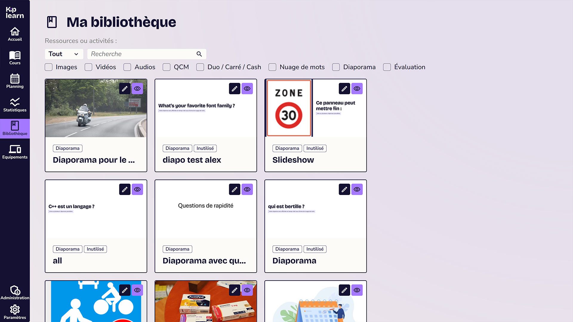 Bibliothèque de contenu Kiplearn