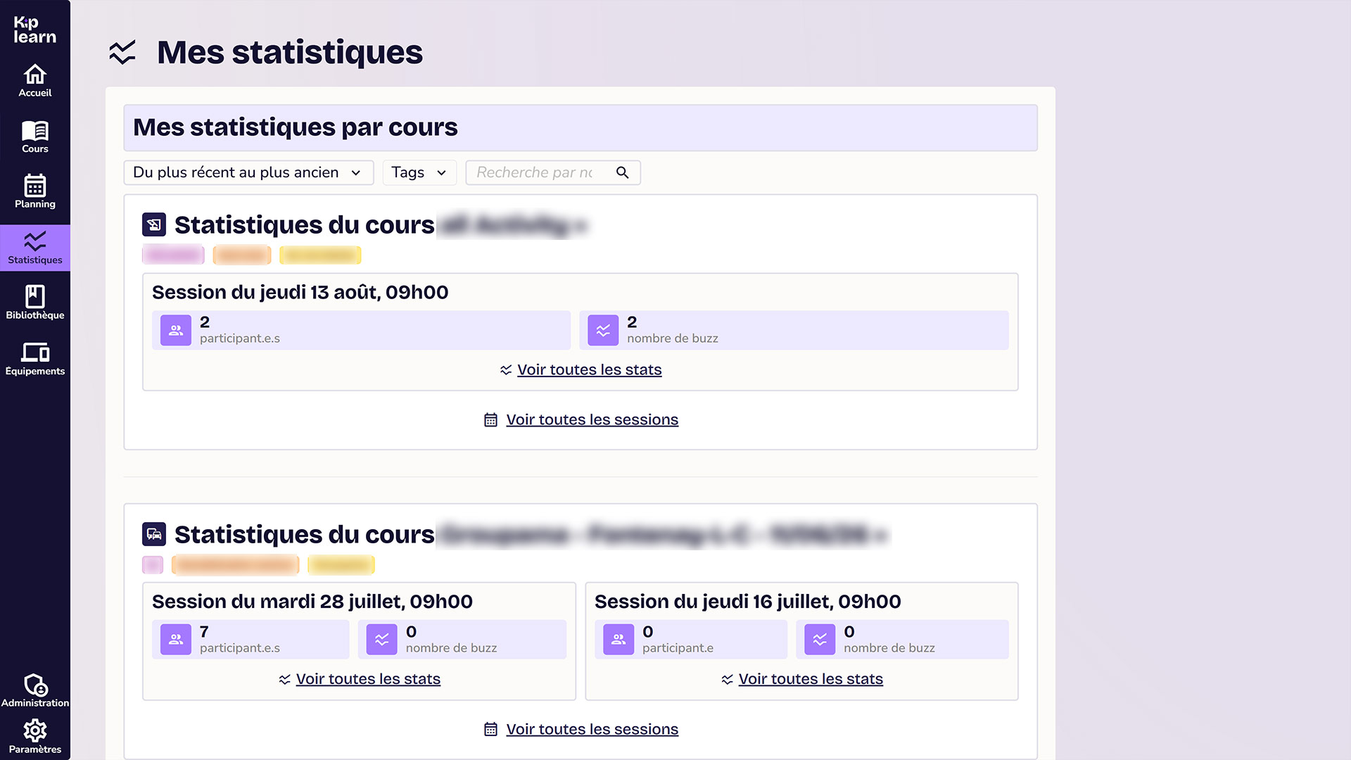 Module statistiques Kiplearn