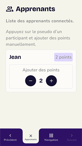 Ajout de points à un apprenant